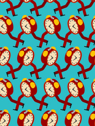 time running out pattern seamless alarm clock vector image