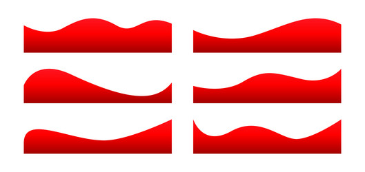 red wave shape curve footer border lines vector image