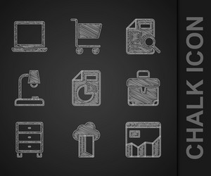 set document with graph chart cloud database vector image