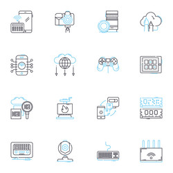 web-based workspaces linear icons set cloud vector image