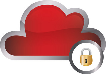 Cloud computing with safe secure padlock vector