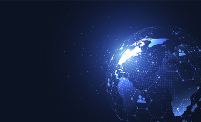 global network connection world map point vector image