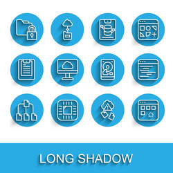 set line folder tree processor with cpu and lock vector image