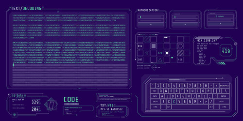 hud interface elements for decoding data screen vector image
