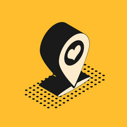 Isometric map pointer with heart icon isolated vector