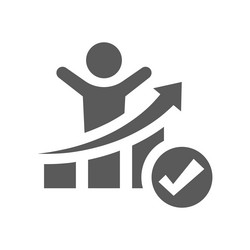 man and bar chart or graph with checkmark vector