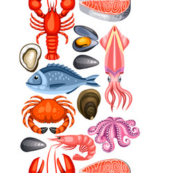 Seafood in cartoon style Royalty Free Vector Image