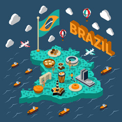 brazil isometric map vector