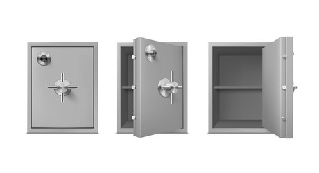 collection realistic metal safe with open vector