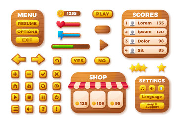 game buttons and user interface elements set vector image