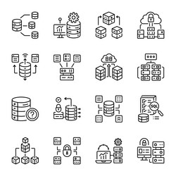 collection of linear database optimization icons vector image