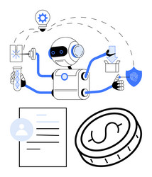 multitasking robot performing automation tasks vector image
