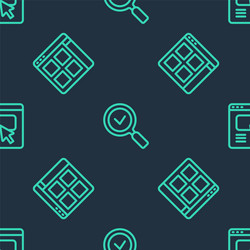 set line magnifying glass with check mark browser vector image