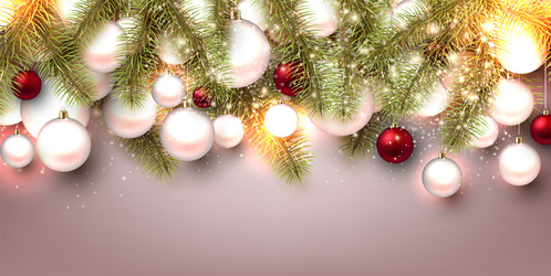 Christmas background with balls colorful xmas vector