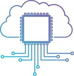 cloud storage data and cpu microprocessor icon vector