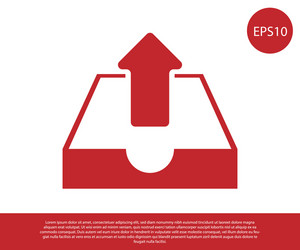 red upload inbox icon isolated on white background vector image