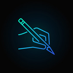 Hand with a pencil blue icon or logo vector