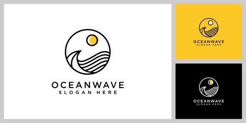 Ocean wave logo design template vector