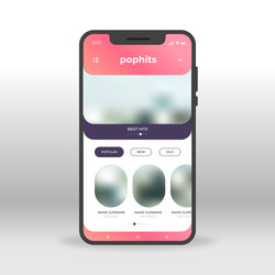 red pop hits ui ux gui screen for mobile apps vector image