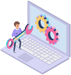 software setup technical support computer vector image