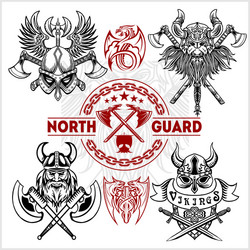 set of viking emblems labels and logos Vector Image