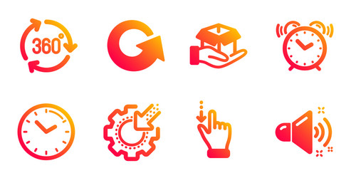 360 degree time and alarm clock icons set hold vector image