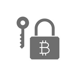 Bitcoin lock with key cryptocurrency blockchain vector