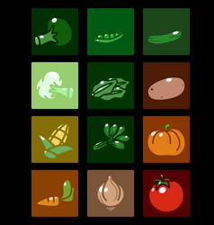 Icon set different vegetables isolated vector