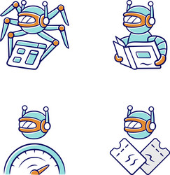 Internet bots color icons set crawler vector