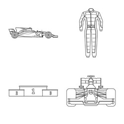 isolated object of car and rally icon collection vector image