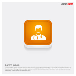 medical user icon orange abstract web button vector image