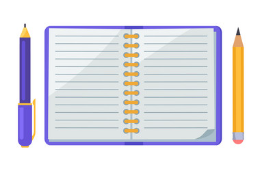 Pen and pencil notebook icons vector