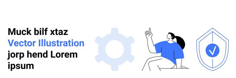 person pointing up with gear and shield vector image