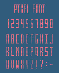 pixel alphabet letters and number set pixeled vector image