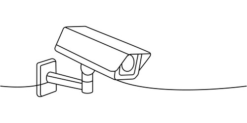 security camera one line continuous drawing vector image