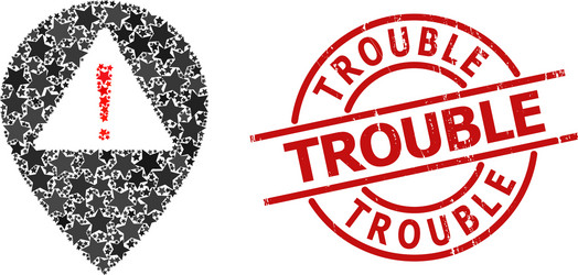 warning map pointer star mosaic and trouble vector image