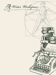 writer workspace with sketches and place for text vector image