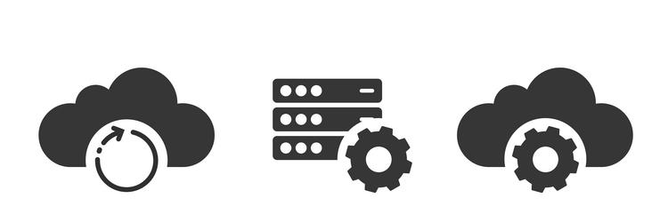 cloud server database settings update icon set vector image
