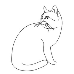 One line drawing cat standing with curled tail Vector Image