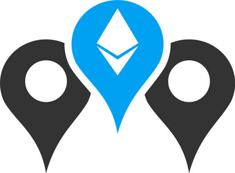 Ethereum map pointers flat icon vector