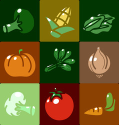 Icon set different vegetables isolated vector