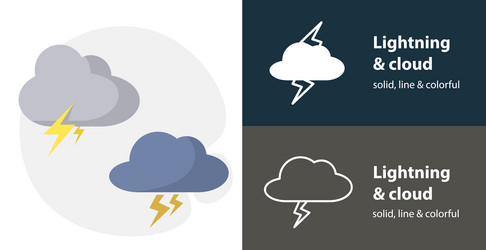 Lightning in the cloud isolated flat vector