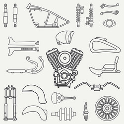 Line flat plain motorcycle icon classic vector