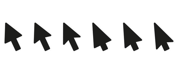 computer mouse click cursor gray arrow icons set vector image
