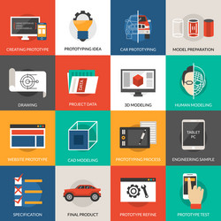 prototyping and modeling icons set vector image