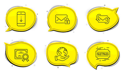 refresh mail scroll down and fastpass icons set vector