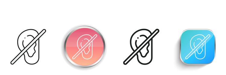 deafness icon thin linear regular and button vector image