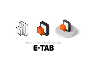 E-tab icon in different style vector