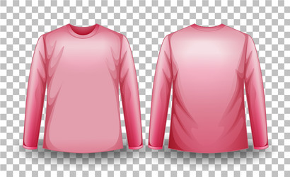 Front and back pink long sleeves t-shirt vector