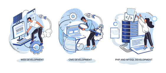 website architecture concepts web development vector image